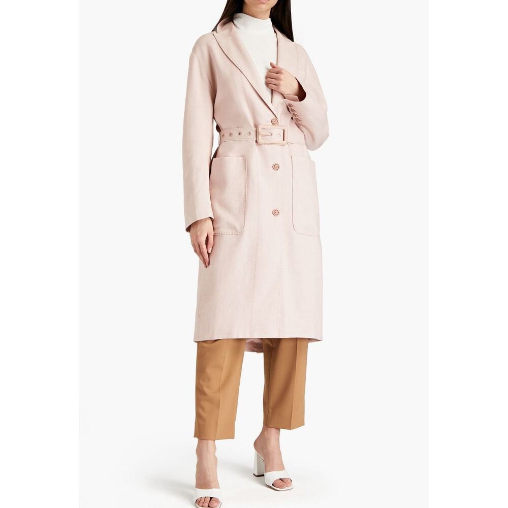 Zimmermann Luminous Blush‎ Belted Linen Trench Duster Coat NWT Size 6